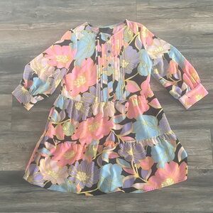 Who What Wear Floral Tiered Dress - Pink, Blue & Purple